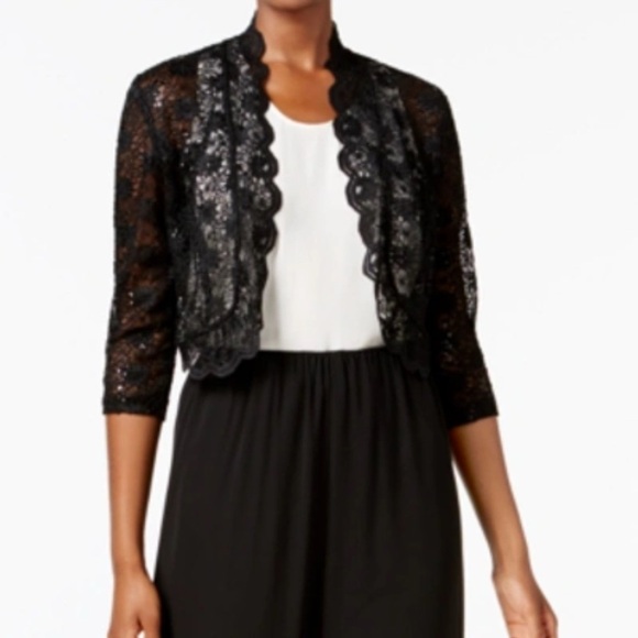 R&M Richards Jackets & Blazers - NWOT R&M Richards Black sequins Bolero Jacket